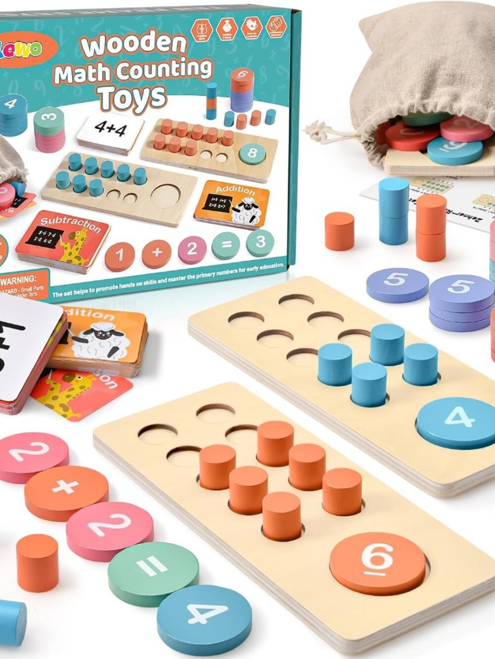 Wooden Montessori Ten Frame Counting Set(1 Pack)
